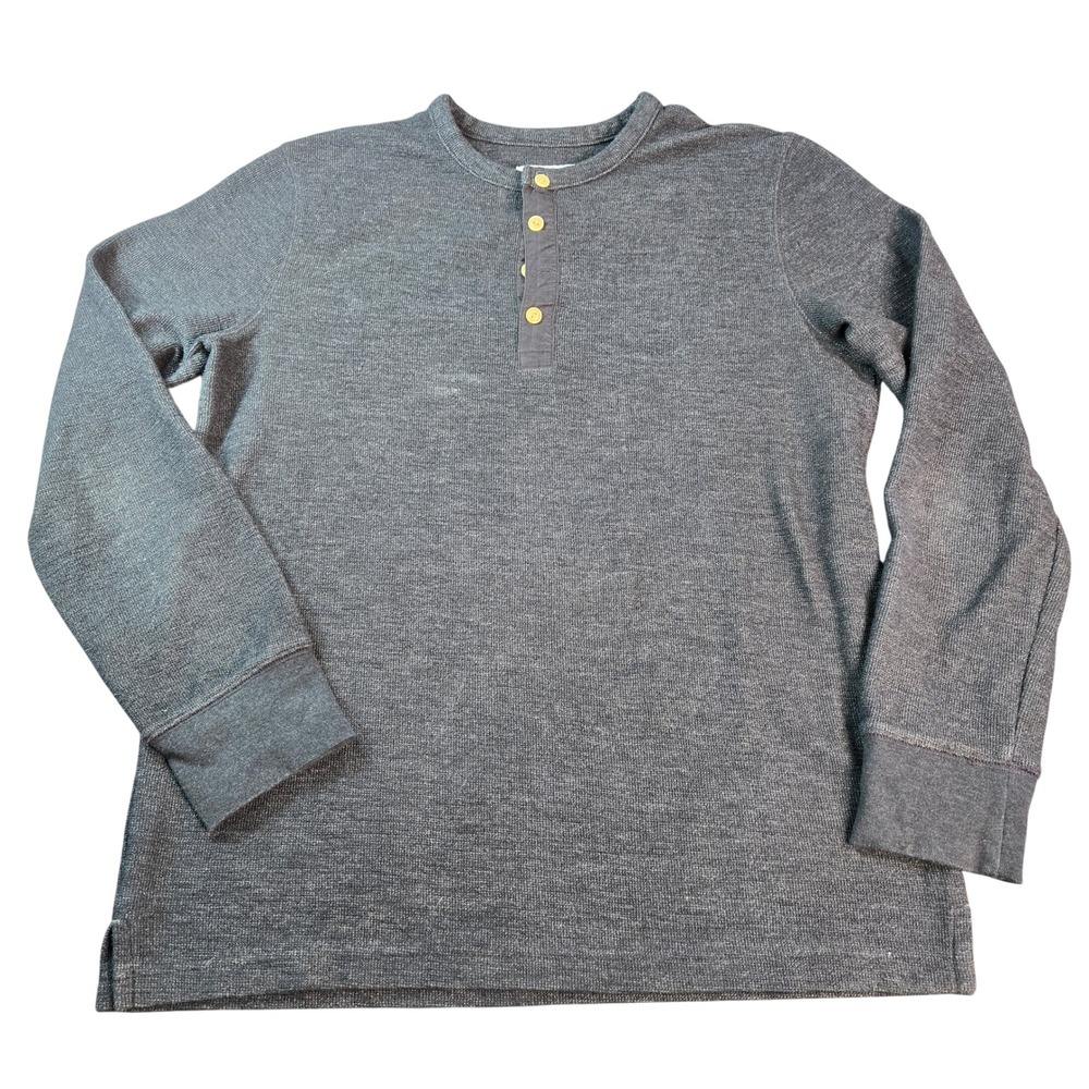 Goodfellow & Co Men's Henley Shirt Medium Gray Waffle Knit Long Sleeve Standard